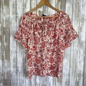W5 Red & White Floral Blouse
